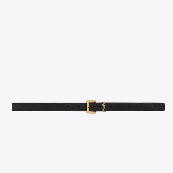 BNIB! Rare! AUTHENTIC Saint Laurent YSL Monogram Suede Belt SIZE 80 MSRP $695 - Picture 5 of 16